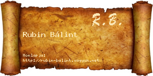 Rubin Bálint névjegykártya